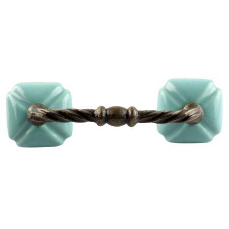 Solid Sage Green Square Ceramic Cut Bridge Handle Online